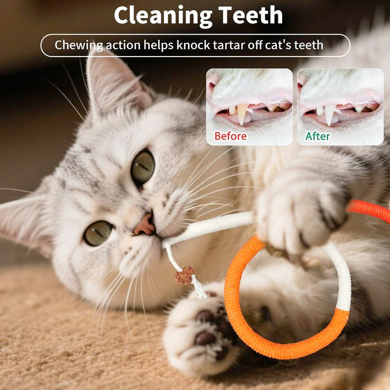 Cat Toy Chew Rope, 3-Piece Cat Toy Set, for Bored Indoor Adult Cats,Cat String Safety Teeth Cleaning Toy, Interactive Cat Bite and Kick Toy, Two Sizes