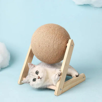 Cat Cratchers Ball Toys Sisal and Wood Stable Triangle Cats Indoor Stuff Sturdy Scratching Cool Scratch on Stand Spin