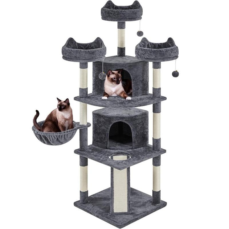 Yaheetech 69″ Tall Large Cat Tree, Big Cat House, Plush Cat Tower with Condos, Platforms, Scratching Board, Scratching Posts, Multilevel Cat Tree for Kittens and Cats