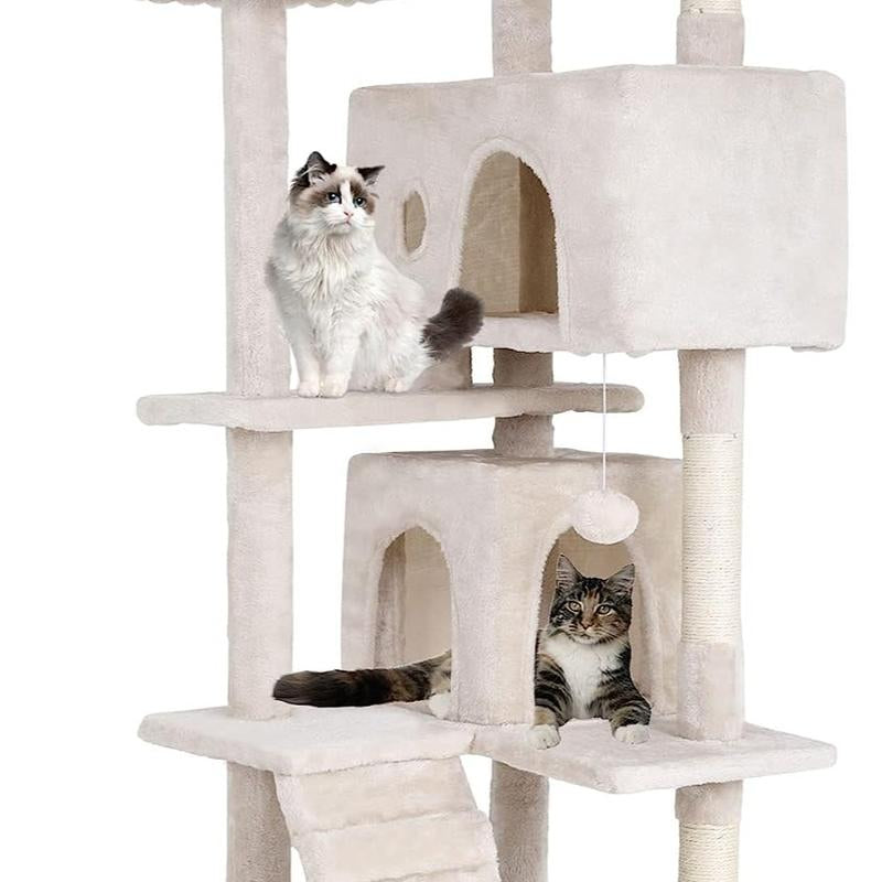 Cat Tree 54In Cat Tower Multi-Level Durable Cat Scratching Post & Cozy Fun Cat Jumping Platform Space Saving Cat Condo Pet Play House for Indoor Cats,Dark Gray