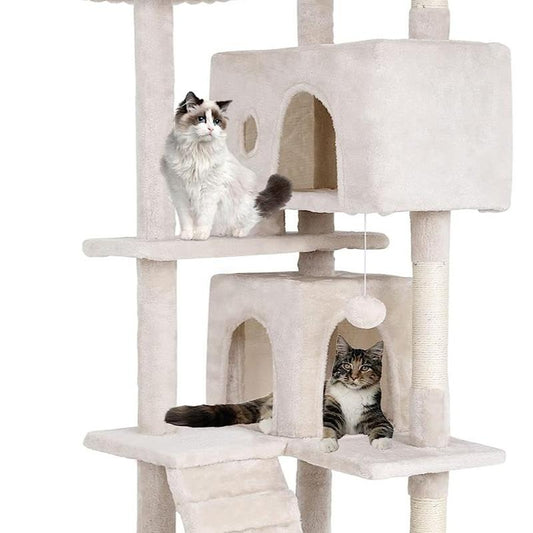 Cat Tree 54In Cat Tower Multi-Level Durable Cat Scratching Post & Cozy Fun Cat Jumping Platform Space Saving Cat Condo Pet Play House for Indoor Cats,Dark Gray