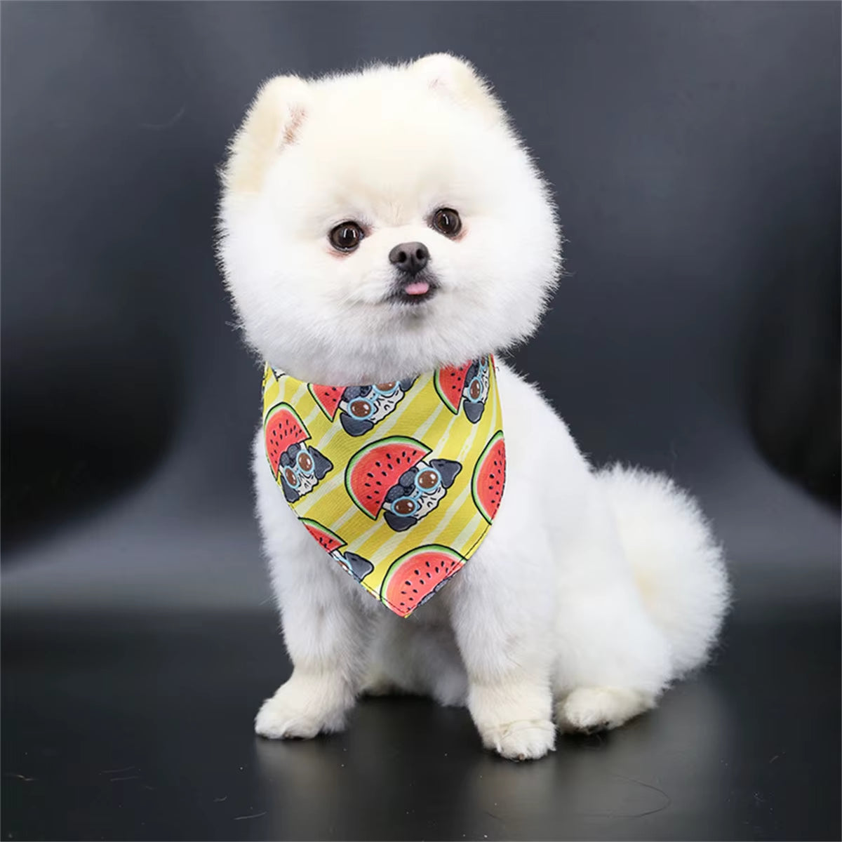 Pet Saliva Towel Adjustment Cute Cartoon Bear Weaved Dog Cat Collar Bib Grooming Arc Design Dog Scarf for Girl Small Dogs Cats