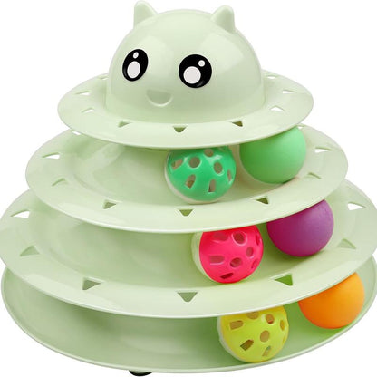 24 PCS Cat Toys, 3-Level Turntable Kitten Toys Set, Interactive Cat Roller Toys for Indoor Cats, Catnip Toys, Cat Teaser Toys, Mice Toys, Spring Toys, Various Ball Toys for Kitty Interactive Chirping