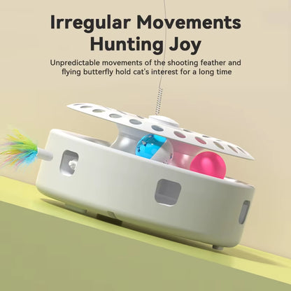 Automatic Cat Toy 3 in 1 Electric Butterfly Teasing Toy Track Balls Ambush Feather Interactive Fun Pet Toy Set Cat Supply