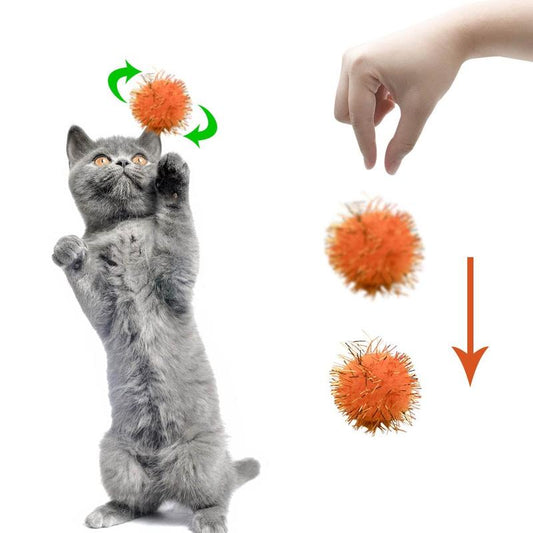 1.8 Inch Catnip-Infused Crinkle Balls – Interactive Tinsel Pom Pom Toys for Cats and Kittens, Multi-Color Sparkle Balls for Play, Chase, and Exercise (3-Pack)