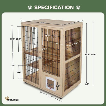 Wooden Cat House with Scratching Post PF0506 Pet House Cat Apartment Scratch Resistant