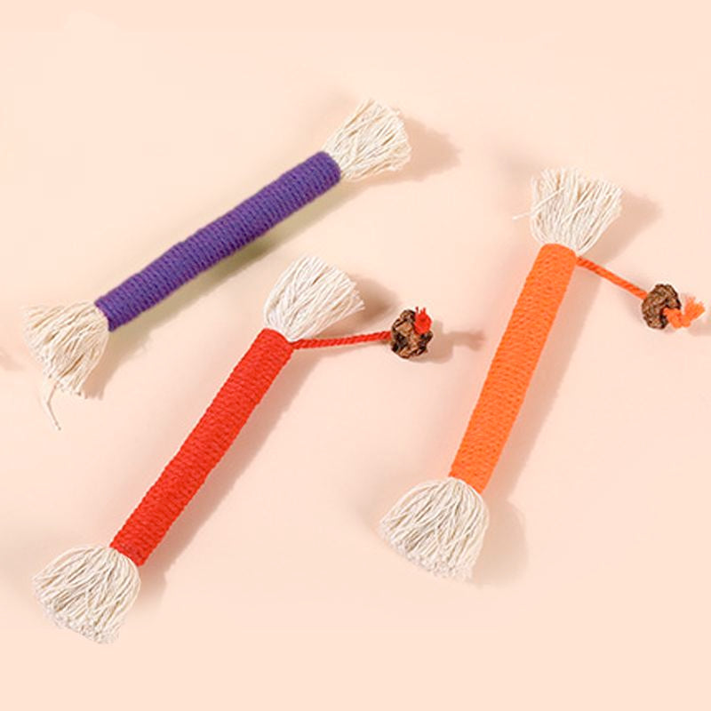 Cat Toy Chew Rope, 3-Piece Cat Toy Set, for Bored Indoor Adult Cats，Cat String Safety Teeth Cleaning Toy, Interactive Cat Bite and Kick Toy, Two Sizes