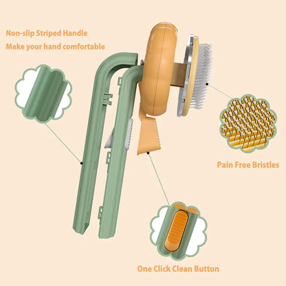 Pumpkin Pet Cat Grooming Comb Self Cleaning Slicker Brush for Cat Puppy Rabbit Removes Loose Underlayers and Tangled Hair Comb