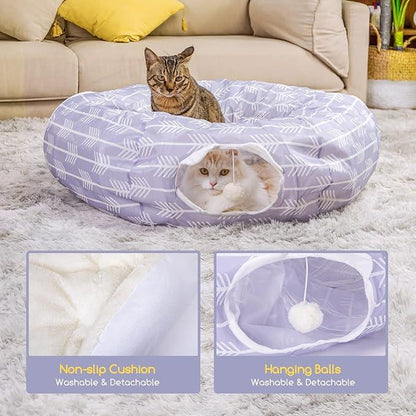 Cat Tunnel Bed, Nobleza Collapsible Cat Tunnel Bed for Indoor Cats