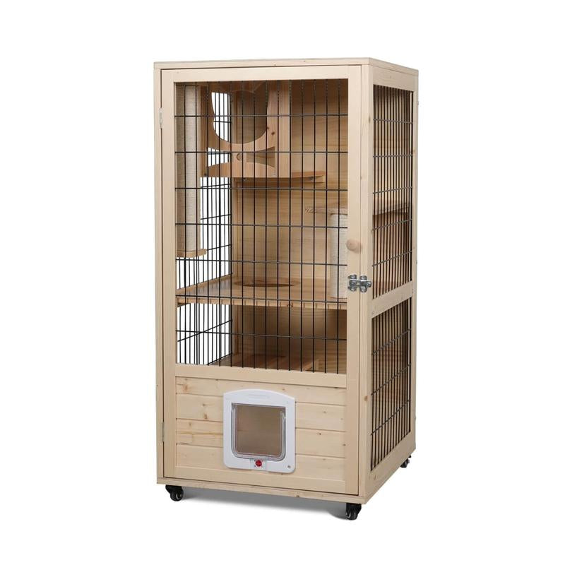 Wooden Cat House with Scratching Post PF0506 Pet House Cat Apartment Scratch Resistant