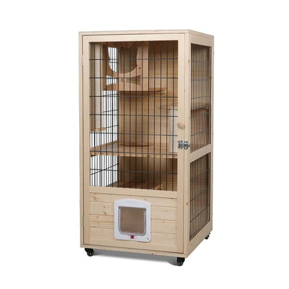 Wooden Cat House with Scratching Post PF0506 Pet House Cat Apartment Scratch Resistant