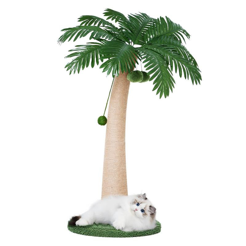 Wecharmer Cat Tree / Tower for Indoor Cats with Green Leaves, Cat Condo Cozy Plush Cat House with Hang Ball and Leaf Shape Design, Cat Furniture Pet House with Cat Scratching Posts Home Enclosed