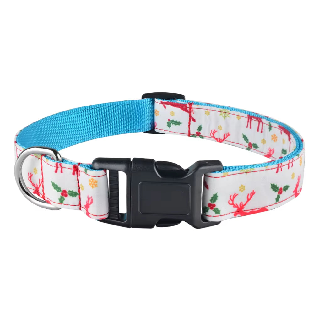 Christmas Dog Collar Adjustable XMAS Durable Nylon Printed Boy Girl Collar Perro Chihuahua Nylon Necklace Puppy Gift