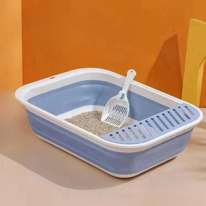 Foldable Semi-Enclosed Large Cat Litter Box, Cat Toilet, Cat Litter Tray, Cat Waste Basket, Cat Supplies