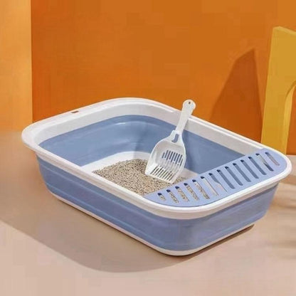 Foldable Semi-Enclosed Large Cat Litter Box, Cat Toilet, Cat Litter Tray, Cat Waste Basket, Cat Supplies