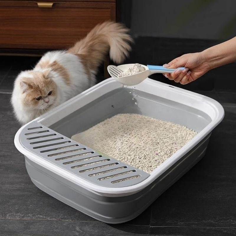 Foldable Semi-Enclosed Large Cat Litter Box, Cat Toilet, Cat Litter Tray, Cat Waste Basket, Cat Supplies