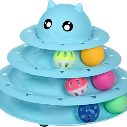 24 PCS Cat Toys, 3-Level Turntable Kitten Toys Set, Interactive Cat Roller Toys for Indoor Cats, Catnip Toys, Cat Teaser Toys, Mice Toys, Spring Toys, Various Ball Toys for Kitty Interactive Chirping