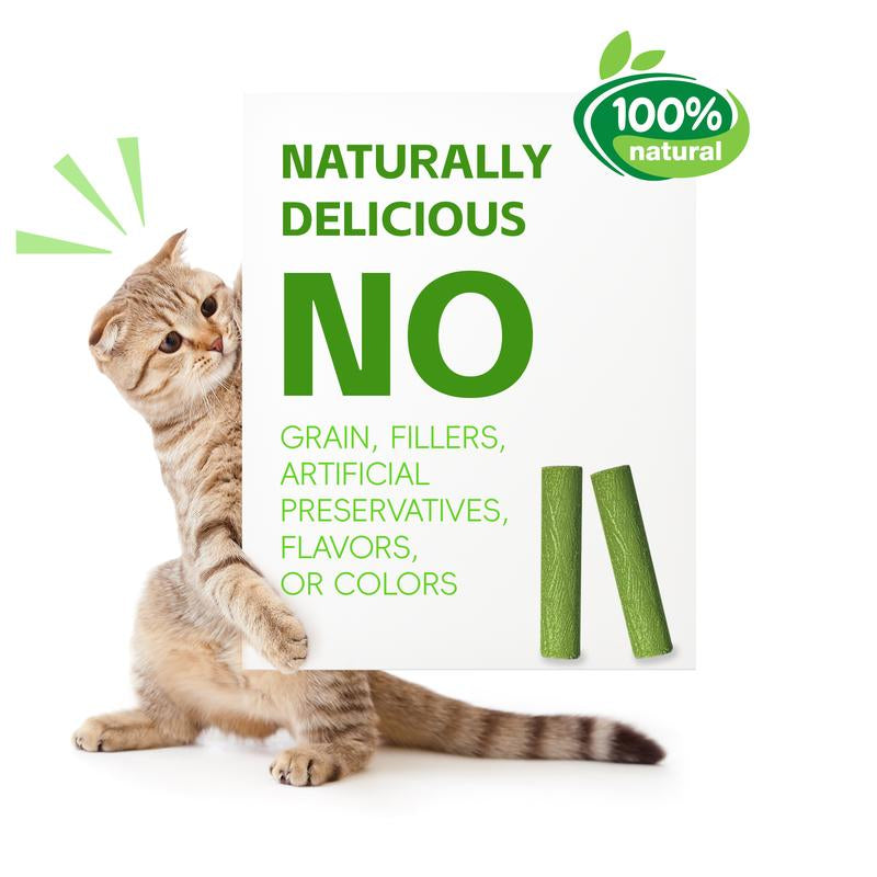 BAYPIE 3.5Oz Cat Grass Teething Stick, Delicious Cat Treat Snack Edible Cat Chew Toy for Teeth Cleaning and Hairball Removal in Cats