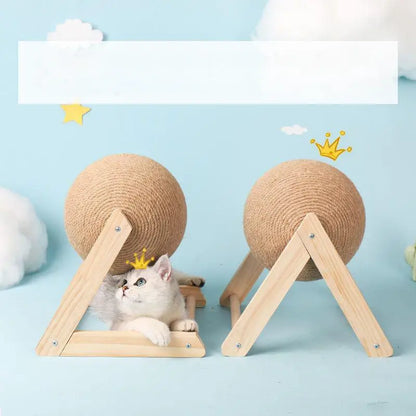 Cat Cratchers Ball Toys Sisal and Wood Stable Triangle Cats Indoor Stuff Sturdy Scratching Cool Scratch on Stand Spin