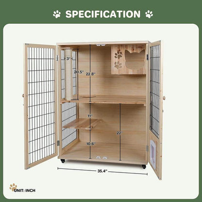 Wooden Cat House with Scratching Post PF0506 Pet House Cat Apartment Scratch Resistant