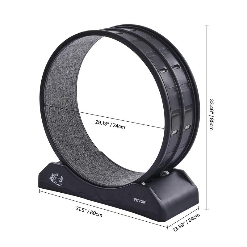 VEVOR Cat Exercise Wheel, 31.5 In, Large Cat Running Wheel with Secure Brake & Carpeted Runway, Quiet Operation Cat Treadmill, Indoor Cats Exerciser Wheel for Pets Weight Loss & Health Black