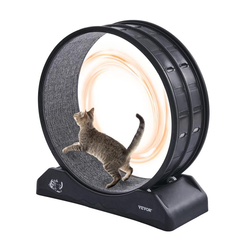 VEVOR Cat Exercise Wheel, 31.5 In, Large Cat Running Wheel with Secure Brake & Carpeted Runway, Quiet Operation Cat Treadmill, Indoor Cats Exerciser Wheel for Pets Weight Loss & Health Black