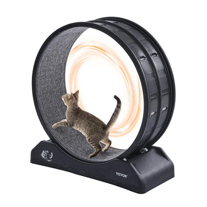 VEVOR Cat Exercise Wheel, 31.5 In, Large Cat Running Wheel with Secure Brake & Carpeted Runway, Quiet Operation Cat Treadmill, Indoor Cats Exerciser Wheel for Pets Weight Loss & Health Black