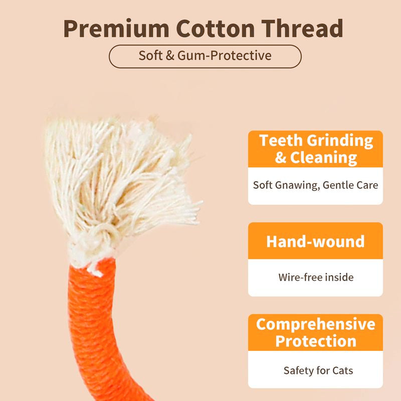 Cat Toy Chew Rope, 3-Piece Cat Toy Set, for Bored Indoor Adult Cats，Cat String Safety Teeth Cleaning Toy, Interactive Cat Bite and Kick Toy, Two Sizes