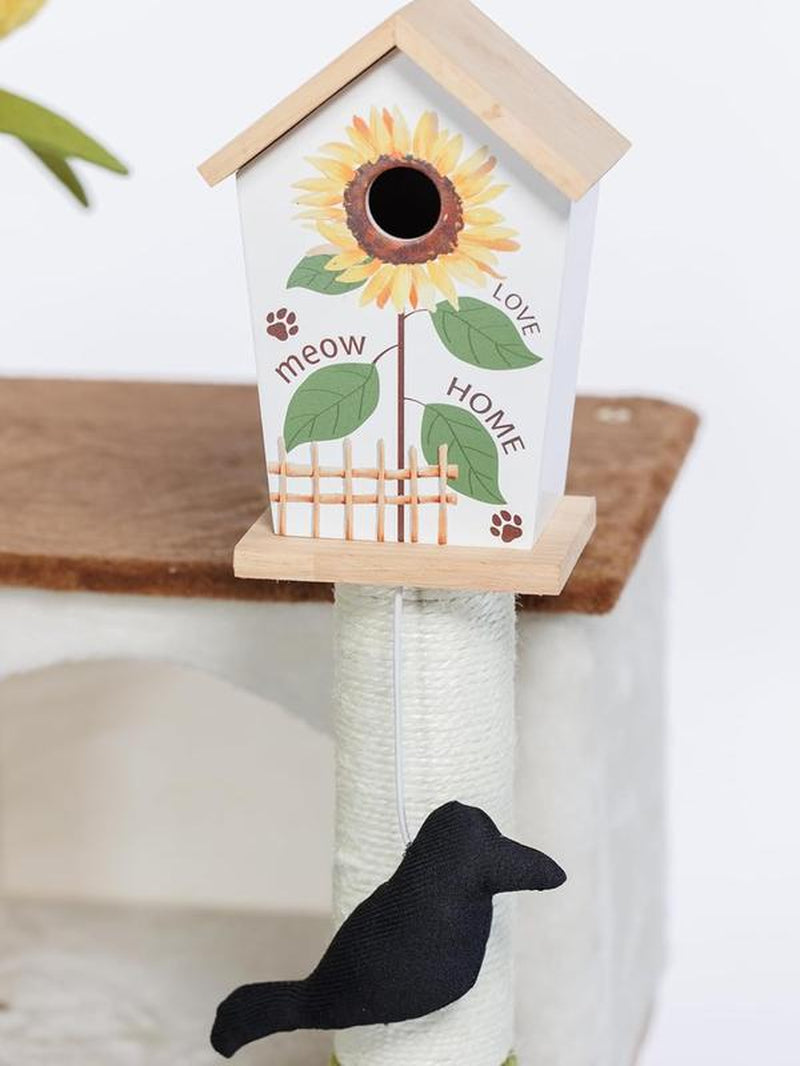 44.1 Inch Tall Cat Tree Flower Tower Condo Climbing for Indoor Cats Multi Level with Sisal Scratching Post Hammocks Pet House Play Furniture