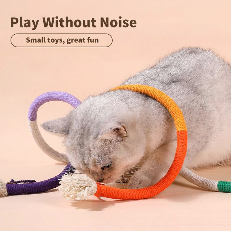 Cat Toy Chew Rope, 3-Piece Cat Toy Set, for Bored Indoor Adult Cats，Cat String Safety Teeth Cleaning Toy, Interactive Cat Bite and Kick Toy, Two Sizes