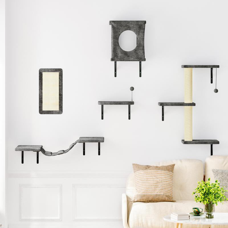 [Springtok] 5Pcs Wall Mountain Cat Shelves,Cat Condo,Cat Bed, Cat Tree