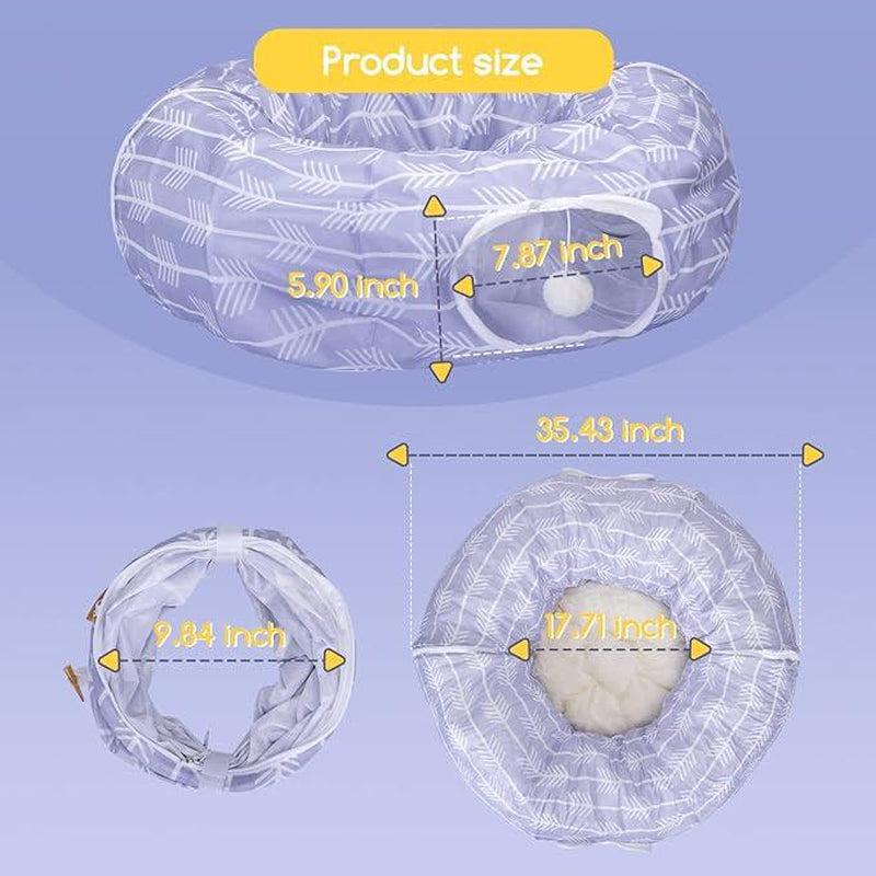 Cat Tunnel Bed, Nobleza Collapsible Cat Tunnel Bed for Indoor Cats