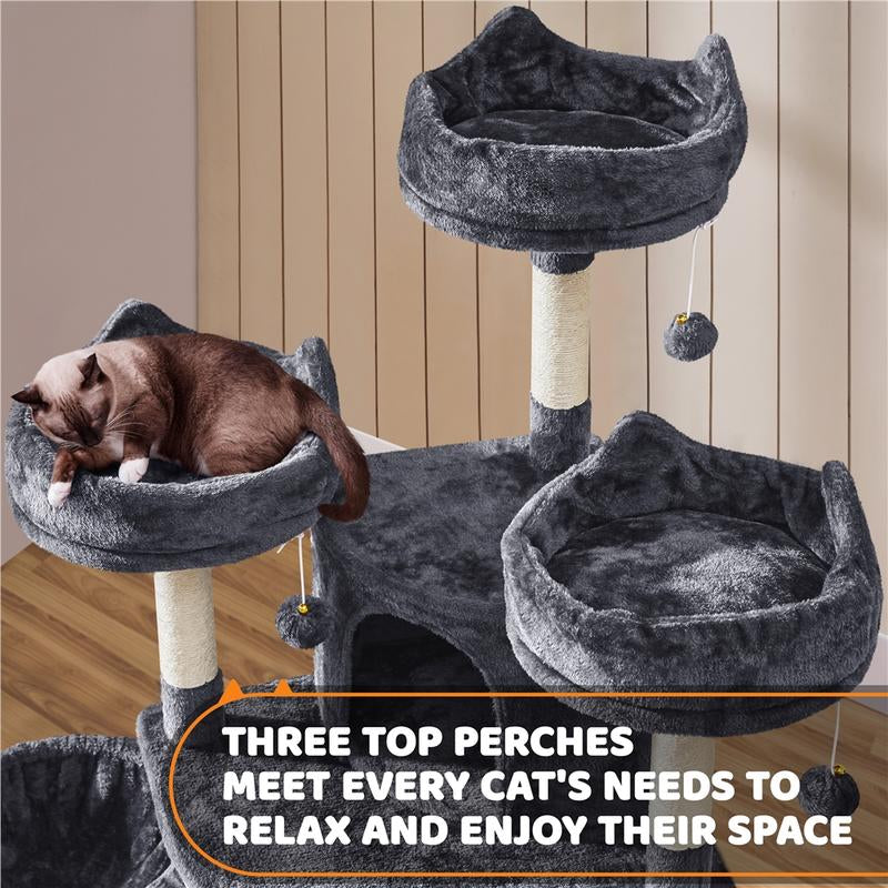 Yaheetech 69″ Tall Large Cat Tree, Big Cat House, Plush Cat Tower with Condos, Platforms, Scratching Board, Scratching Posts, Multilevel Cat Tree for Kittens and Cats