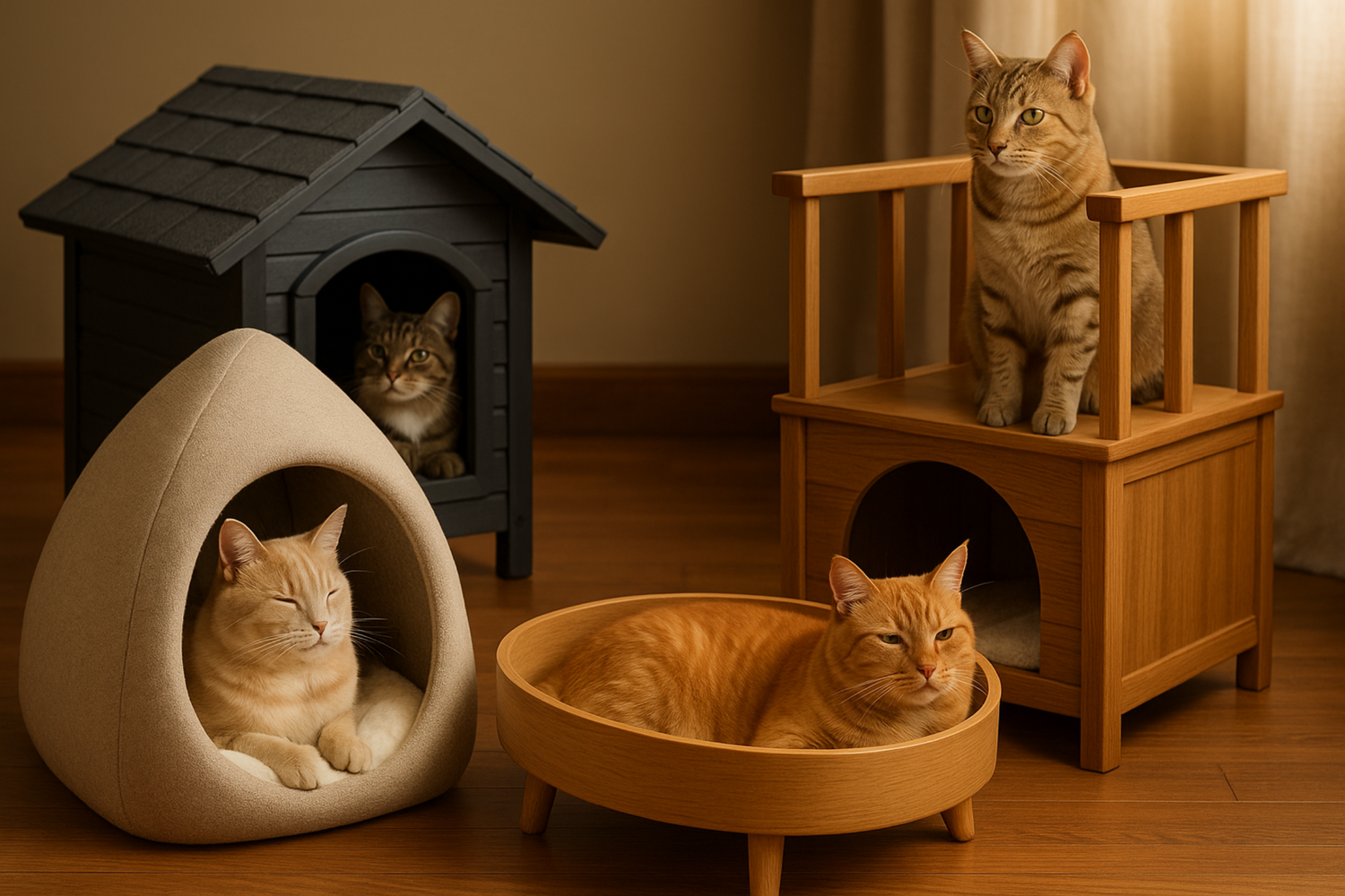 "En PREMUIM.CAT.STORE sabemos que un gato feliz necesita su propio espacio. Por eso, nuestras casas para gatos combinan diseño, confort y materiales de calidad. Desde modelos acogedores para interiores hasta refugios resistentes para exteriores, tenemos el hogar ideal para cada personalidad felina."