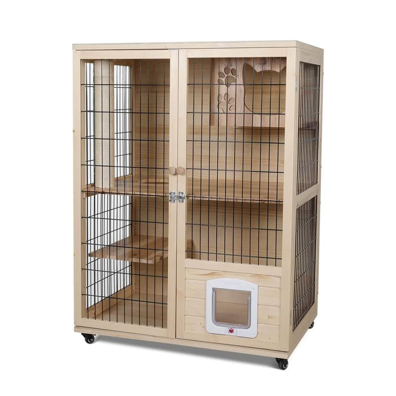 Wooden Cat House with Scratching Post PF0506 Pet House Cat Apartment Scratch Resistant